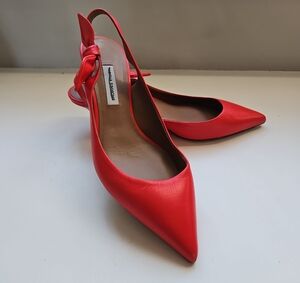 Tabitha Simmons Red Slingback Kitten Heels, Size 38